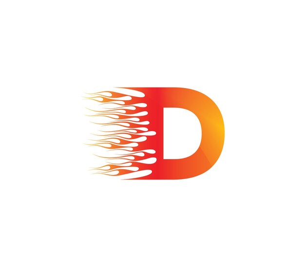 D fire creative alphabet logo design concept