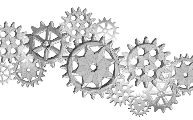 Vector d gears work progress concept wheel industry mechanism engineering teamwork data analysis business e