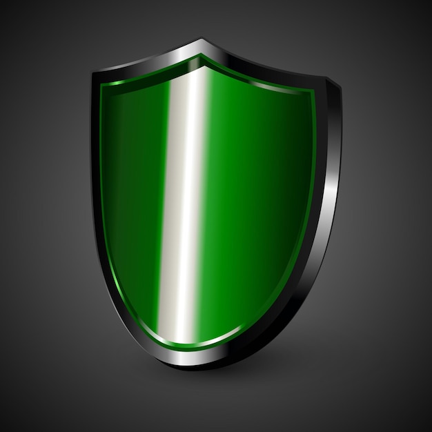 D green metal protective shield icon