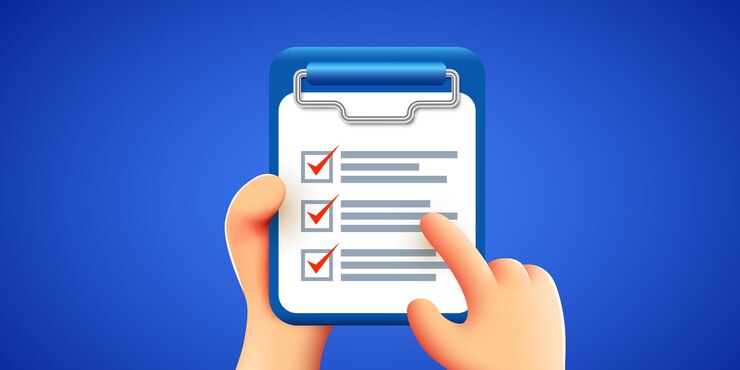 Vector d hand hold clipboard with check list