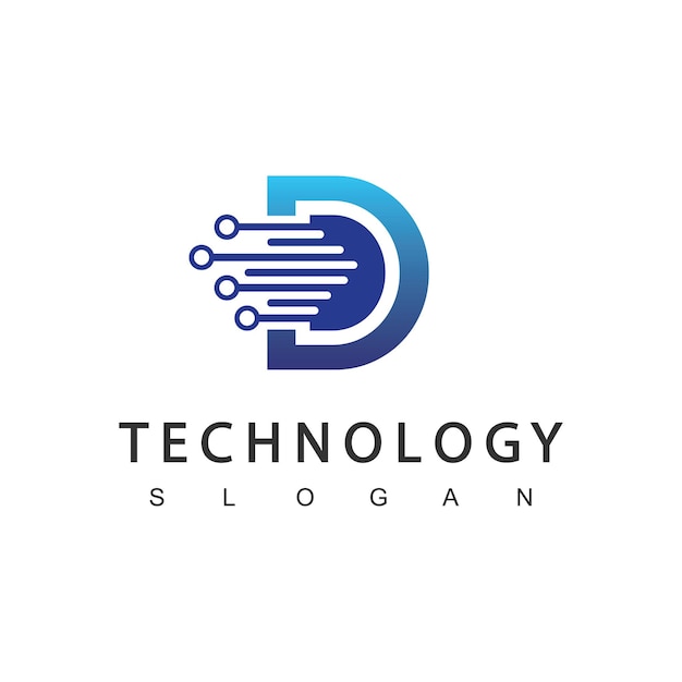 D logo iniziale della tecnologia digitale