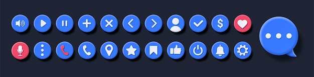 D interface icons set