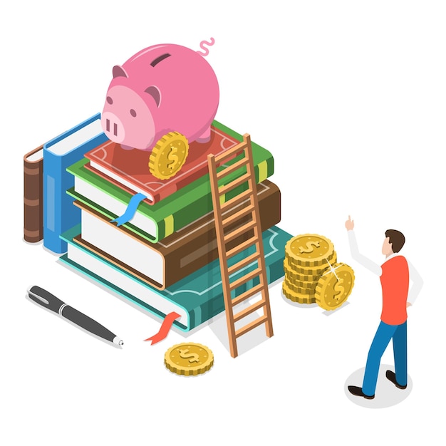 Premium Vector | D isometric flat illustration of education financing