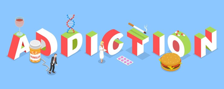 Vector d isometric flat vector illustration of addiction stoop bad habits
