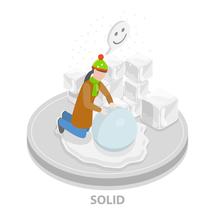 Vector d isometric flat vector illustration of denisity of matter solid liquid gase state item