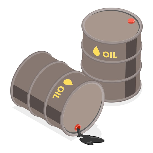 D isometric flat vector illustration of fossil fuel power production types item