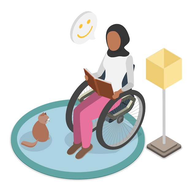 D isometric flat vector illustration of life with disability inclusion society item