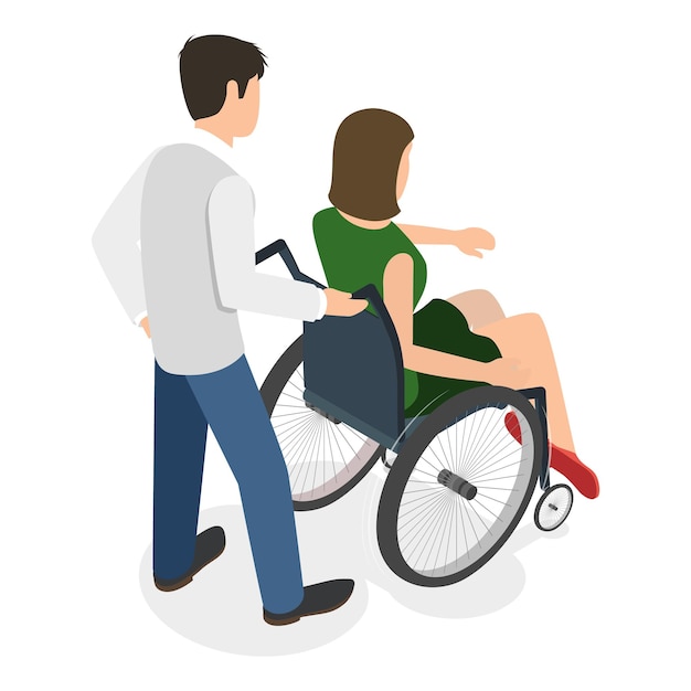 Vector d isometric flat vector illustration of people with different types of disabilities equality