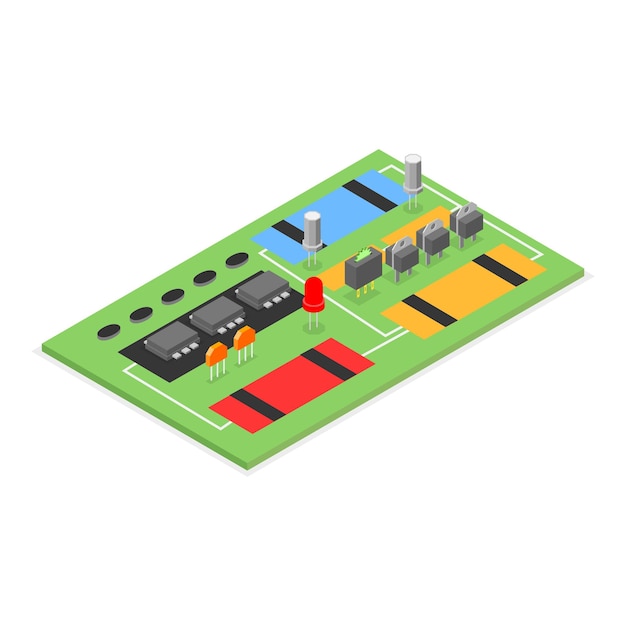 D illustrazione isometrica a vettore piatto della riparazione di apparecchiature elettroniche