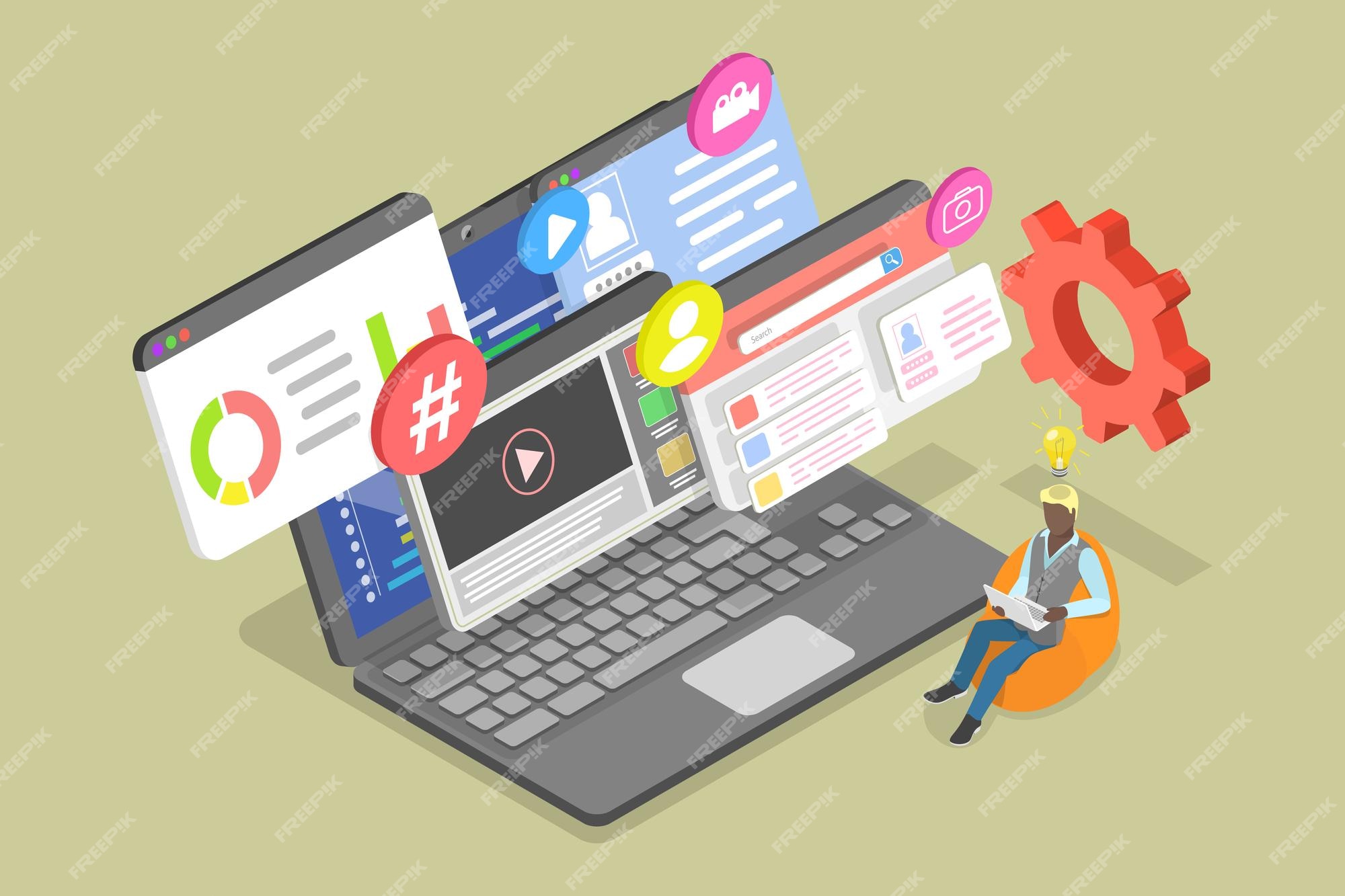 Premium Vector | D isometric flat vector illustration of web developer ...