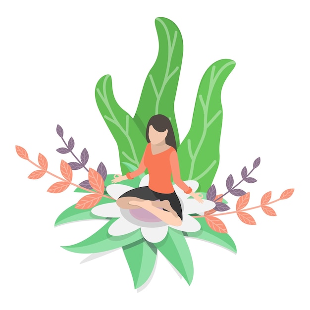 Vector d isometric flat vector illustration of wellbeing meditation practice item