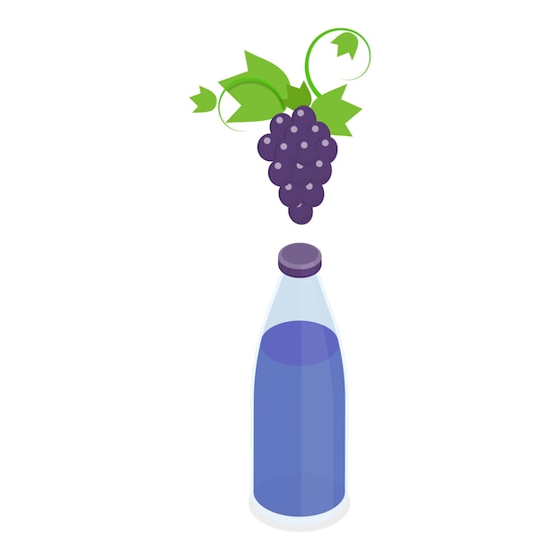 D isometric flat vector set of bottles with berry beverage fresh squeezed juice item