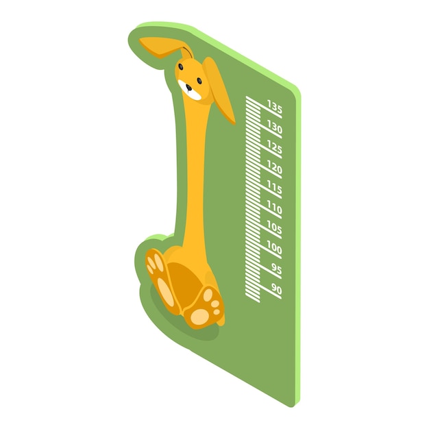 D isometric flat vector set of kids height meters animal growth rulers item