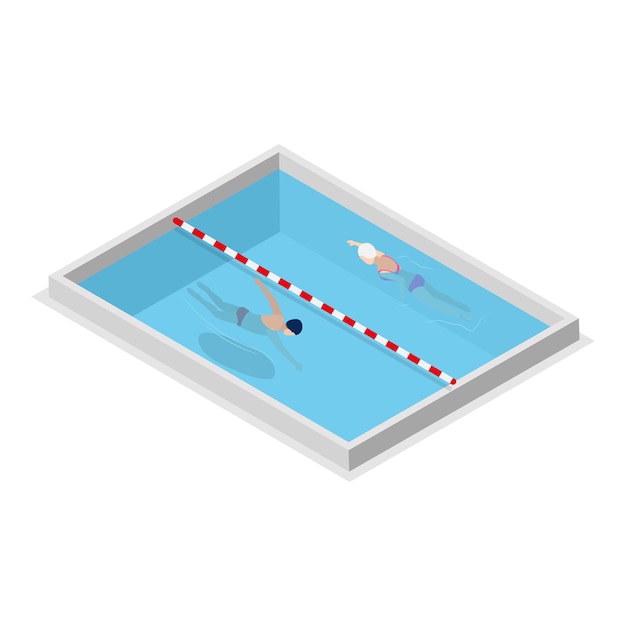 Vector d isometric flat vector set of pool swimmers water activities item