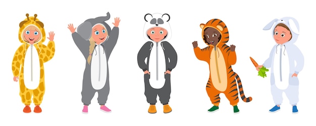 D isometrische platte vector illustratie van schattige pyjama's voor kinderen dieren thema outfit voor kinderen
