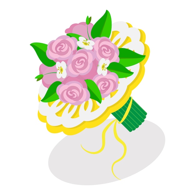 D isometrische platte vector set van huwelijkselementen decoratie voor huwelijksceremonie item