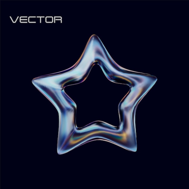 D kristalglasster glanzende iriserende geometrische vorm d vectorillustratie op donkere achtergrond
