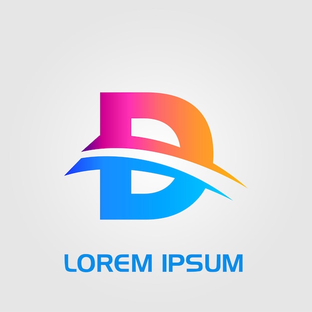 Premium Vector | D letter abstract curve lines initial logo