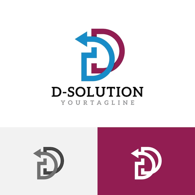 Dレターアロービジネスソリューションシンプルラインロゴ