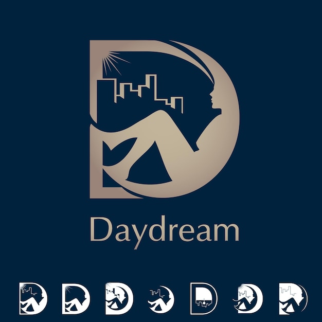 Vector d letter based symbol daydream concept