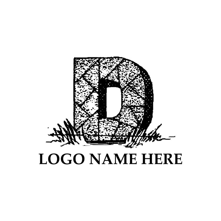 Vector d letter d stone logo monogram brick typography design symbol initial graphic