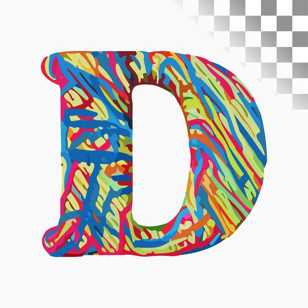 Vector d letter design stylish font kleurrijke geweven draad alfabet