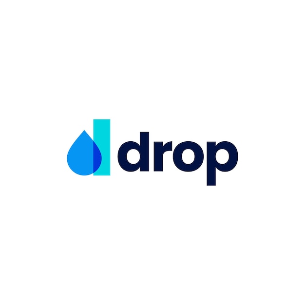 D letter drop droplet overlapping color logo