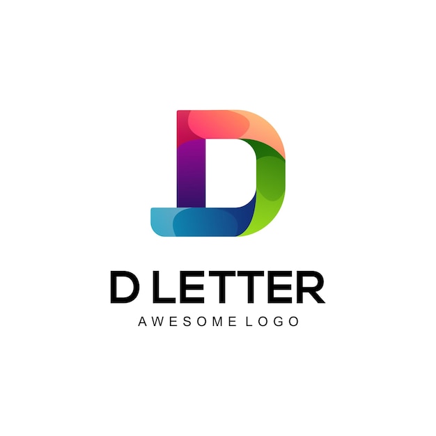 D letter gradient colorful logo template design