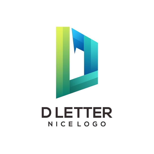 D letter logo colorful illustration gradient