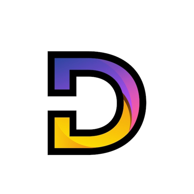 Vector d letter logo design colorful gradient