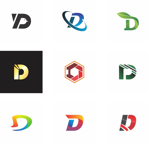 D letter logo design for icon,
