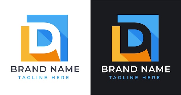 D Letter Logo Design met abstracte vierkante vorm