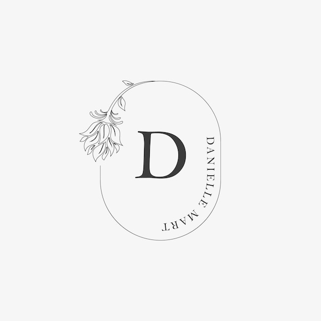Логотип буквы D с креативной цветочной концепцией для компании, бизнеса, красоты, недвижимости Premium векторы