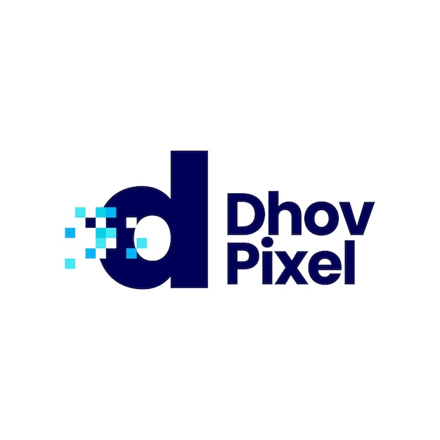 D буква строчная пиксельная метка цифровой 8-битный логотип вектор значок иллюстрации