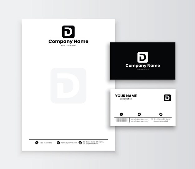 Vettore d letter monogram logo letterhead business card stationary template
