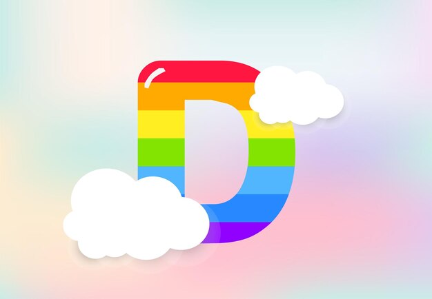 D Letter Rainbow 패턴은 어린이를 위한 추상 무지개 문자를 디자인하여 가족과 학교 개념을 사랑합니다.