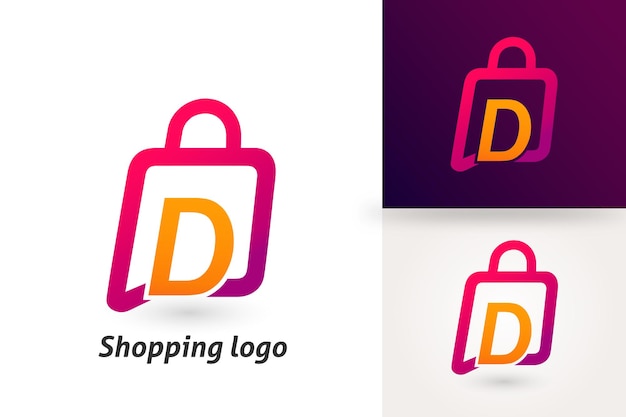 Vettore borsa per la spesa con lettera d e commerce logo design vettoriale