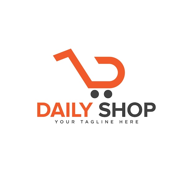 D letter shopping cart logo design Vector illustration template