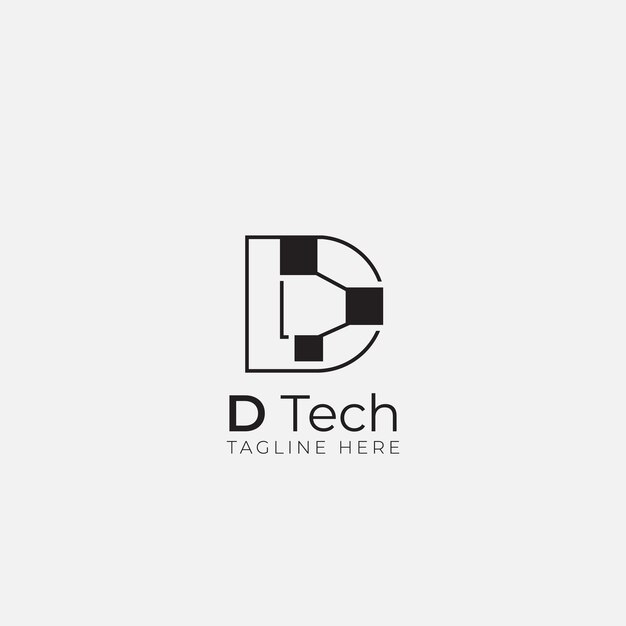 Vector d letter and tech logo design simple and clean