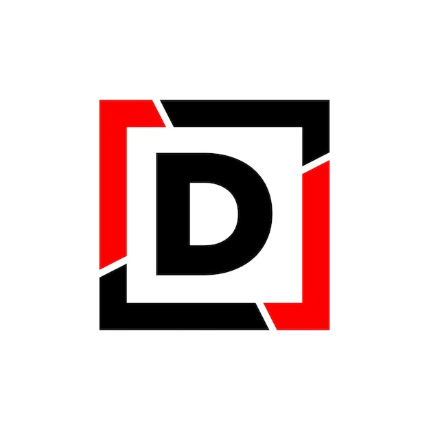 D letter with red black frame monogram D company icon