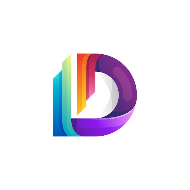 Logo d e modello di design colorato, stile 3d