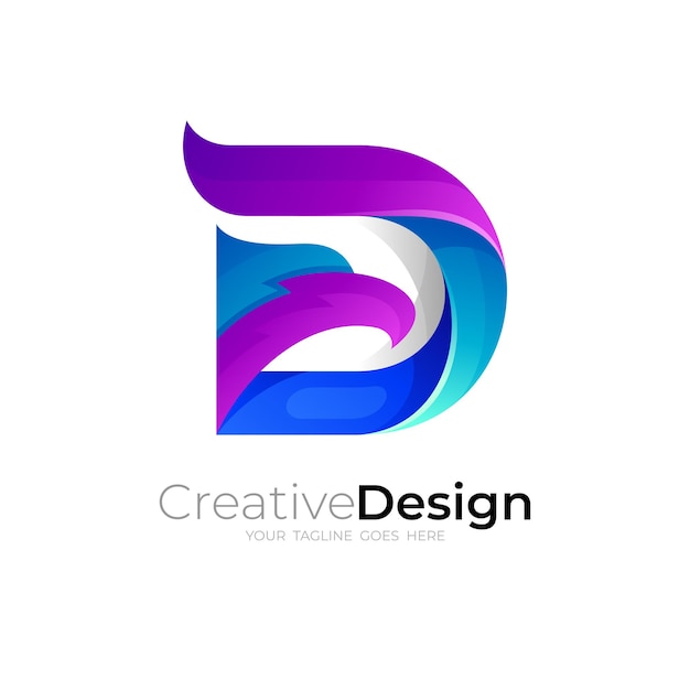 D logo and eagle design combination, 3d colorful