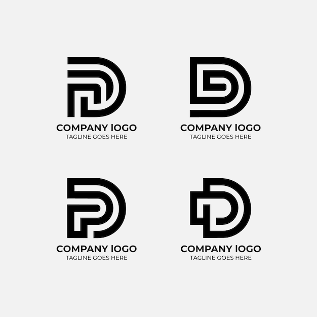 D logo set platte ontwerp sjabloon collectie