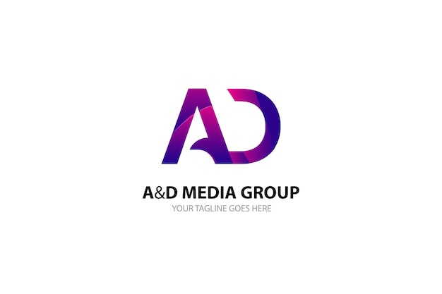 A and D Media Group ミニマル フラット ロゴ デザイン