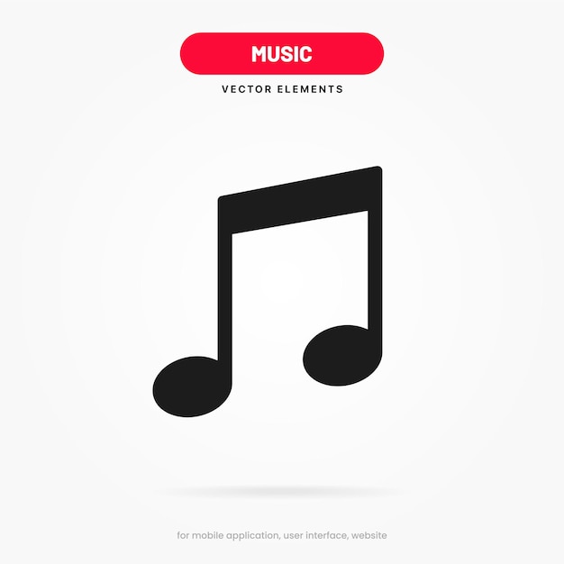 D modern music note, sound, song, noise icon. music symbol for mobile app, ui ux website. play icon