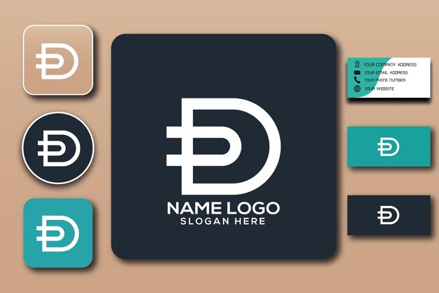 D monogram logo template