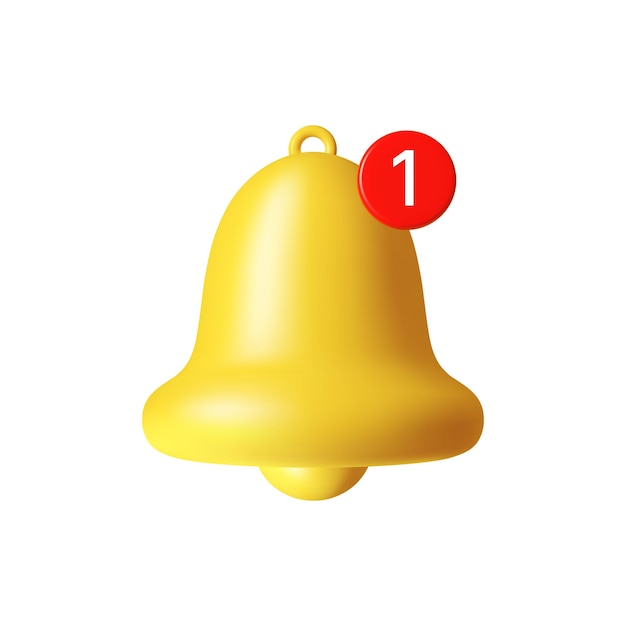 D notification bell icon social media reminder