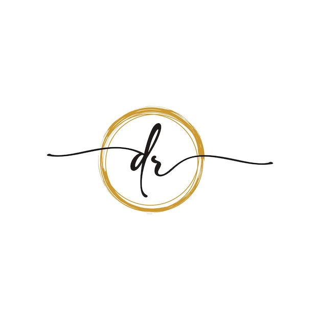 D R Initial Script Letter Beauty Logo Template