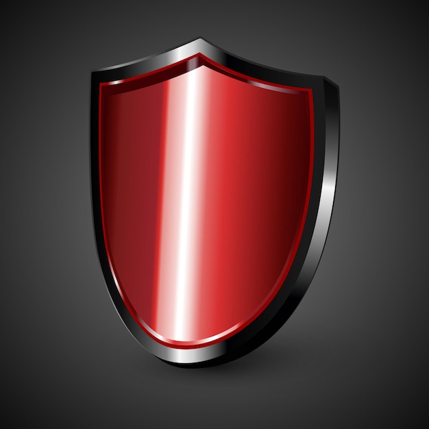 D red metal protective shield icon