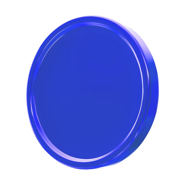 D render realistic royal blue metal coin blank medal vector illustration isolated